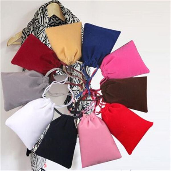 Sacs à cordon de velours de haute qualité Emballage cadeau Sac à bijoux floqué Pochettes à bijoux Tissu d'emballage pour casque Faveur Holders259z