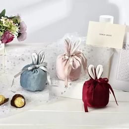 Velours Pâques Sacs Mignon Lapin Cadeau Emballage Sacs Dropshipping Lapin Chocolat Bonbons Sacs De Mariage Fête D'anniversaire Décoration P1213