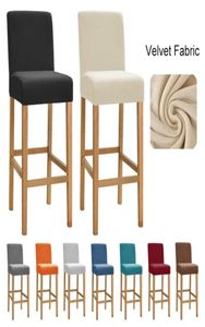 Velvet tissu bar tabouret de chaise de chaise en spandex couvre courte élastique pour salle à manger du camp de camp