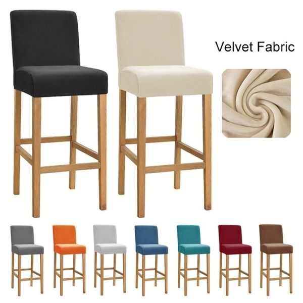 Housse de chaise de tabouret de bar en tissu velours, housse de dossier courte élastique en spandex pour salle à manger, café, banquet, fête, petite housse de siège 211116321p