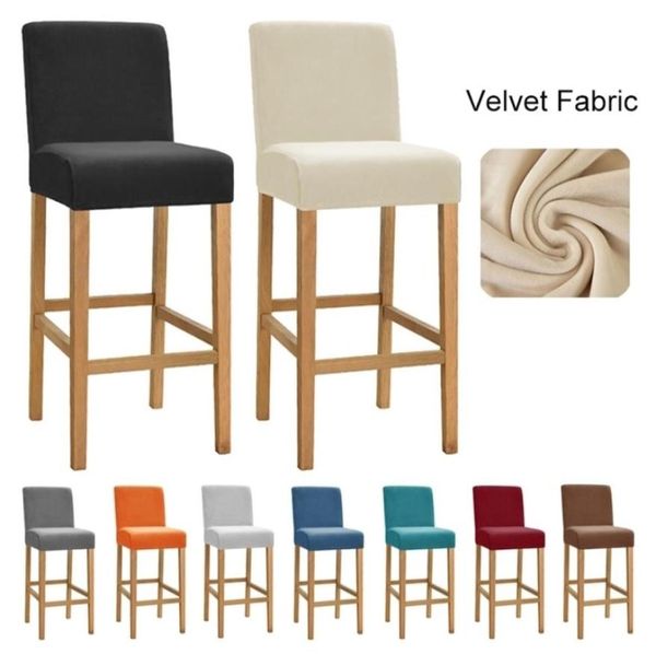 Velvet tissu bar tabouret de chaise de chaise en spandex Couvertures courtes élastiques pour salle à manger Banquet Cafe Party Petit siège Case 2111163684709