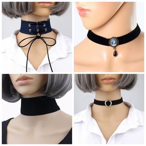 Gargantilla gótica de tela de terciopelo para mujer, Gargantilla, Collar, Lolita, Harajuku, Punk, espectáculo de fiesta, joyería para mujer, Collar de Cosplay, Batcueva gótica