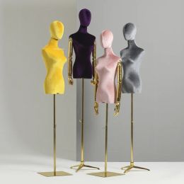 Velvet vrouwelijk model rekwisieten poppenspeler mannequins kledingwinkel kleurmodel goudplating mannequin display stand aa