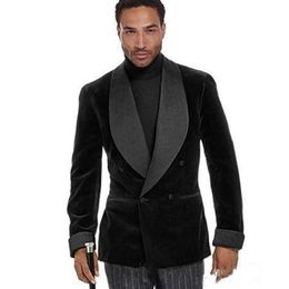 Velvet Groom Tuxedos Black Men Tuxedos Tuxedos Double Porteur populaire Men Blazer Party Suit Custom Madejacket Pantalon 2039