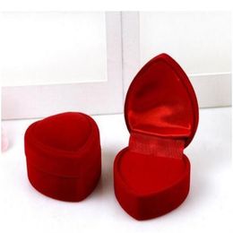 Boîte à bijoux en forme de coeur en velours, boîte à bagues, boîte en plastique floquée pliable pour bague de fiançailles, cadeau de saint-valentin 50 pièces 241V