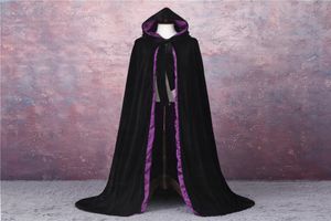 Cape à capuche en velours, Costume de la Renaissance médiévale, robe fantaisie d'halloween pour GN, vêtements de Cosplay en velours 4814789