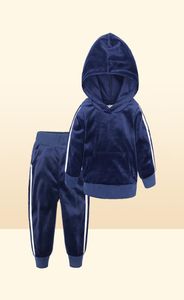 Fluwelen hoodiebroek 2-delige set voor kinderen jongens meisjes kleding 2020 peuter kostuum kinderen outfits babykleding trainingspak 17Y6556646