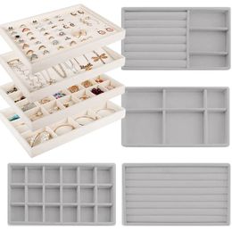 Fluwelen Sieraden Display Lade Case Stapelbaar Prachtige Sieraden Opslag Houder Dozen Draagbare Ring Oorbel Organizer Box 231220