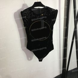 Velvet Jumps combinaisons de maillot de bain un body de body de perlé rivet de maillot de bain sexy noir pour fête