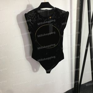 Velvet jumpsuits dames zwempak één stuk klinknagel kralen bodysuit zwart sexy badmode voor feest