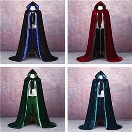 FLUWEEL GEVOERD Cape Velvet Hooded Cloaks Kostuum Velvet Hooded Cloak Cape Middeleeuwse Heidense Heks Wicca Vampire Halloween Costume263P