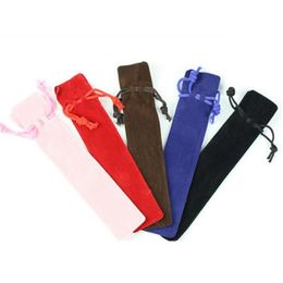 Fluwelen pen pouch houder single cadeau potlood tas groothandel pencase met touw kantoor schoolbenodigdheden