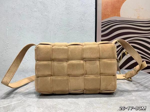 Bolso tipo almohada de terciopelo, cuadros tridimensionales tejidos clásicos, réplica de bolso de hombro, bolso cruzado de gran capacidad de diseño perezoso, informal, versátil y de moda