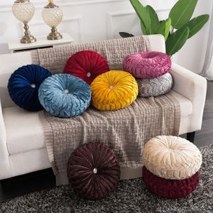 Fluwelen Geplooide Ronde Pompoen Sierkussen voor Bank Vloer Kussen Kussen Decoratief voor Thuis Fauteuil Bed Auto F1214284z