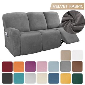 Velvet recliner stoel bedekt fauteuil luie jongen achterovergangen antislip gemakkelijk in de huizen sofa cover 1 2 3 stoel 220615