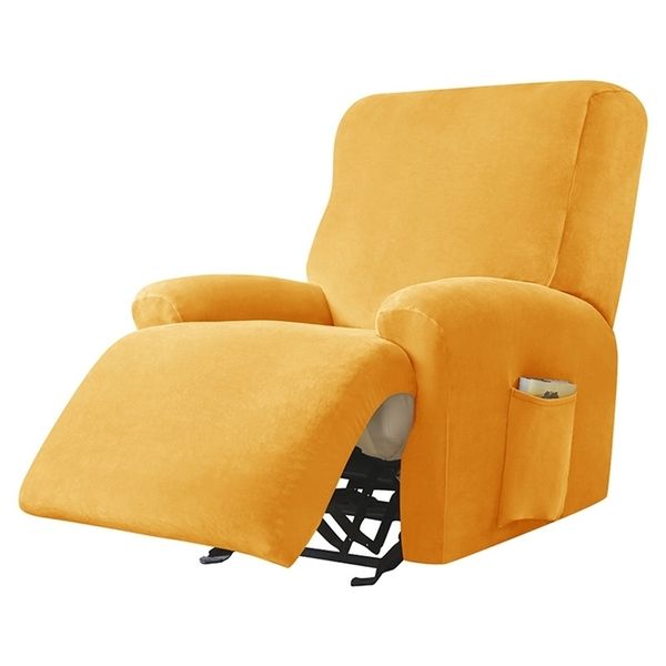 Velvet Recliner Cover Split Design Massage Lazy Boy Chair Lounger Single Couch Sofa Slipcover Fauteuil s Funda Sillon 211207