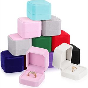Cajas de anillo de terciopelo Pendiente Colgante Caja de joyería Anillo Pendientes Cajas de regalo Exhibición de joyería logotipo personalizado