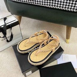 Velvet sandalen mes mes dames hennep touw geweven kokos chain sandaal luxe sandalen ballet flats enkele schoen espadrilles muilezels slippers loafers casual schoenen origineel