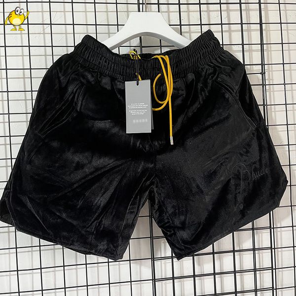 Velours Shorts Hommes Femme 2023 Streetwear 1 Qualité Mode Casual Stretch Jaune Cordon Noir Culotte