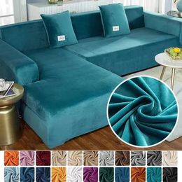 Housse de canapé en velours, couleur unie, extensible, pour salon, protection de meubles, 231220