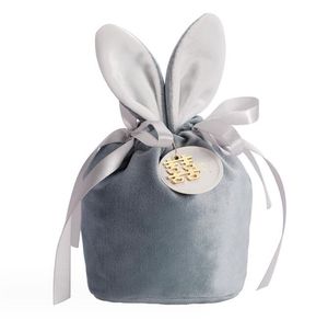 Sac de lapin de pâques en velours doux, sacs d'emballage de bonbons pour fête de mariage, pochettes de rangement d'œufs de pâques, sacs cadeaux en peluche oreilles de lapin