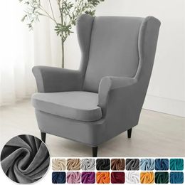 Fluwelen Stretch Wingback Stoelhoezen Wing Fauteuilhoes met Zitkussen Elastische Bank Kussenovertrekken Pokrowce Na Fotele 240314