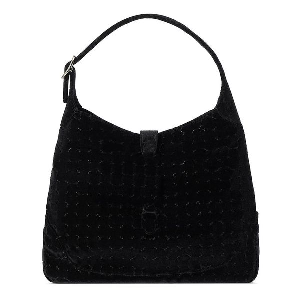 Bolso de mano de terciopelo Bolso de diseñador Bolso negro Monedero Bolso de hombro para mujer Calidad de espejo superior Hebilla de cierre plateada clásica Forro de seda Correa ajustable Totes caros