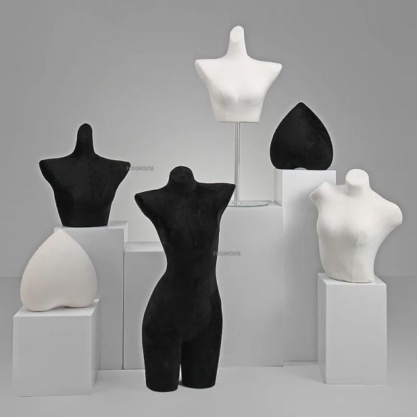 Velvet Underwear Mannequin Body accessoires buste féminin Bra Pajamas Affichage Stand de lingerie Lingerie Modèle de sous-vêtements humain Stand