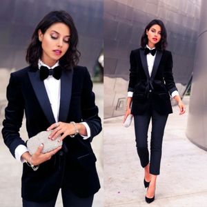 Velvet Women Prom Costumes Pepped Abel Lady Tuxedos Office pour les invités de mariage Wear Slim Fit Blazers Formes Blazers Deux pièces Vestes 3371