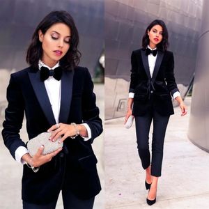 Fluwelen Vrouwen Prom Suits Piekte Revers Lady Office Tuxedos Voor Bruiloft Gast Slijtage Slim Fit Avond Formele Blazers Twee Stukken Jackets271e