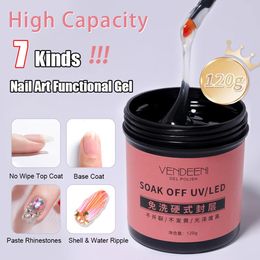 Vendenei 120g Haut-capacité Art Nail Art Fonctionnel Gel No Wipe Top Coat Base Base Extension Gel Gel niveler Gel 240410 Gel 240410