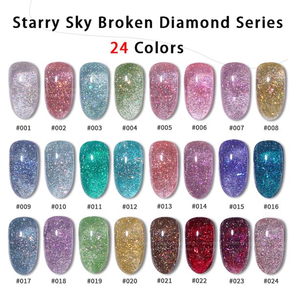 Vendenei 24 Color étoiles Sky Glitter Gel vernis à ongles Sparkling UV Free Off Gel Lacque Semi Permanent Flash Nail Art Gel Varnis