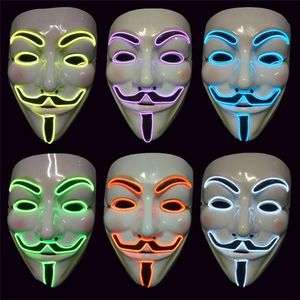 Vendetta El Wire Mask Flashing Cosplay LED Masker Kostuum Anoniem Masker Voor Gloeiende Dans Carnaval Party Masks C425