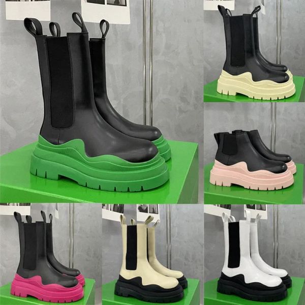 Veneta pneu bottes vert bottillon noir botte mi Chelsea Camping mandarine Martin hommes plate-forme neige hiver