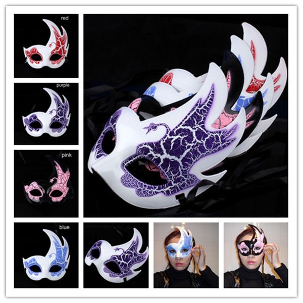 Masque de fête vénitien pour enfants, masque à flamme craquelée de paon pour fête d'halloween, livraison gratuite