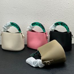 Venice Mini Bucket Bag Zacht Leer Designer Handtas Vrouwen Hars Handvat Hardware Tote Magnetische Sluiting Schoudertassen Portemonnee