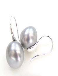 Venta caliente nuevo estilo gtgtgtgt 1112mm Natural genuino de plata gris perlas de agua dulce pendientes de plata esterl7955393