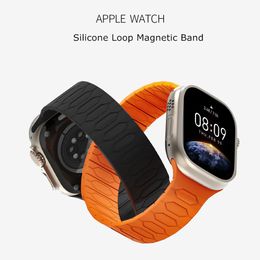 Ventilate la boucle de silicone Boucle en silicone Bandes magnétiques Bracelet Band Sangle de liaison Bandle de montre pour Apple Watch Series 3 4 5 6 7 8 9 Iwatch 40 / 41mm 44/45 mm 49 mm