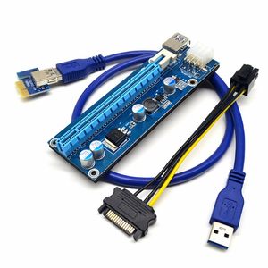 Ver 006C PCI-E Express 1x 4x 8x 16x Extender Riser Adapter Card SATA 15PIN MANNELIJKE NAAR 6PIN POWER CABLE USB 3.0 Kabel