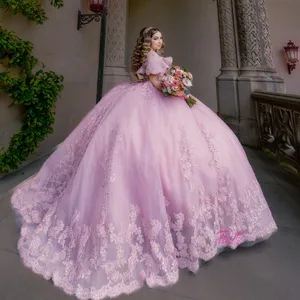 Veralove – robe De 15 Anos rose, robes De Quinceanera, avec applications X vidéos, robe d'anniversaire pour femmes, 16 Anos, 2023