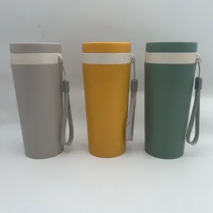 Verastore – tasse en plastique à double paroi, matériau économique en fibre de bambou et protection de l'environnement avec sangle