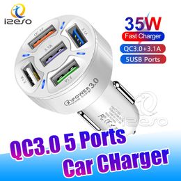 35W Chargeur rapide QC3.0 5 ports USB PORTS UNIVERSAL PHONE CHARGER Auto Adaptateurs d'alimentation pour iPhone Samsung Xiaomi Izeso