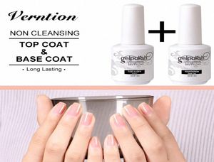 Verntion Bottom Gel 15 ml pas de linge Top Base Coat Gel UV Nail Not Sticky Nail Rolir Foundation Clean Foundation UV Polon 03GM8878331