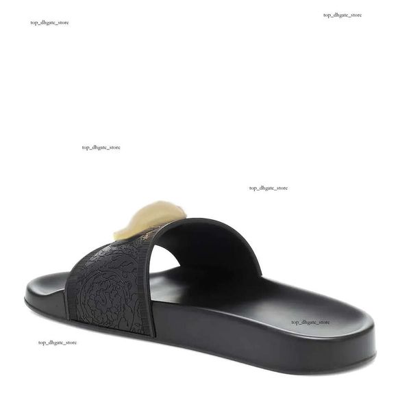 Versase Slides Diseñador de lujo Zapatillas deslizantes Sandalias de verano Hombres Playa Interior Chanclas planas Medusa Cuero Hombres Mujeres Zapatos clásicos Palazzo Ladies Dust Bag 110