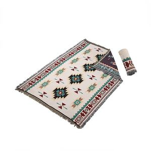 Veelzijdige 180x180 cm gestreepte linnen picknickmat met kwastjes perfect voor buitenstraken Sofa -matten en reiskeden 240424
