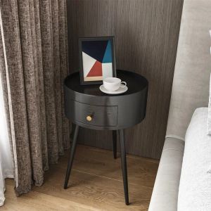 Veelzijdige cirkelvormige nachtkastjes: minimalistische moderne slaapkamer gemakkelijk installeren zwart walnootliptafel ruimtevaartbesparende ontwerp