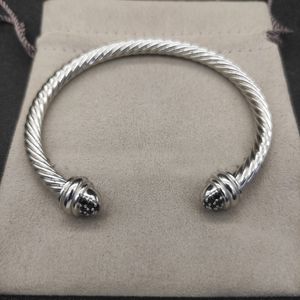 Versátil pulsera dy diseñador apertura retorcida brazaletes de oro chapados para mujer joyería retro simple mujer pulsera diamante negro zh151 B4