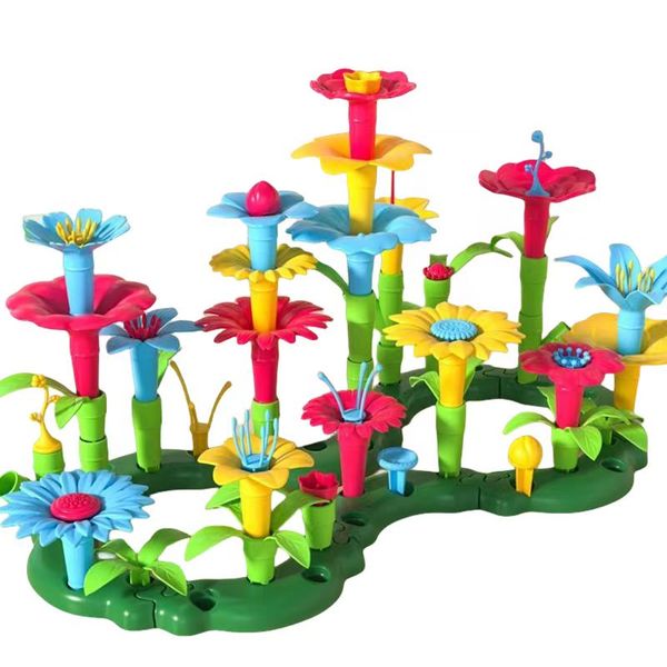 Ensemble de blocs de construction de jardin polyvalents, puzzle pour enfants, jouet pour garçons et filles, arrangement floral DIY, puzzle cognitif à grosses particules pour bébé