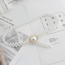 Versatile catena in vita con perle, elegante cintura da donna con strass decorato