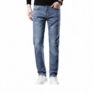 Jeans à jambe droite simples et polyvalents pour hommes, décontracté, confortable, élastique, c6N1 #